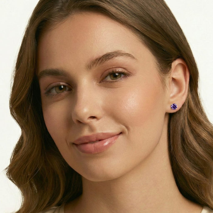 Medicinske Minđuše Ljubičasti Cirkon - Srebro 925