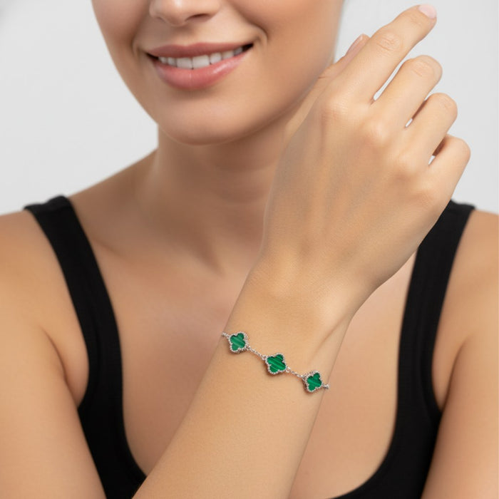 Narukvica Detelina Zelena - Van Cleef Srebro 925