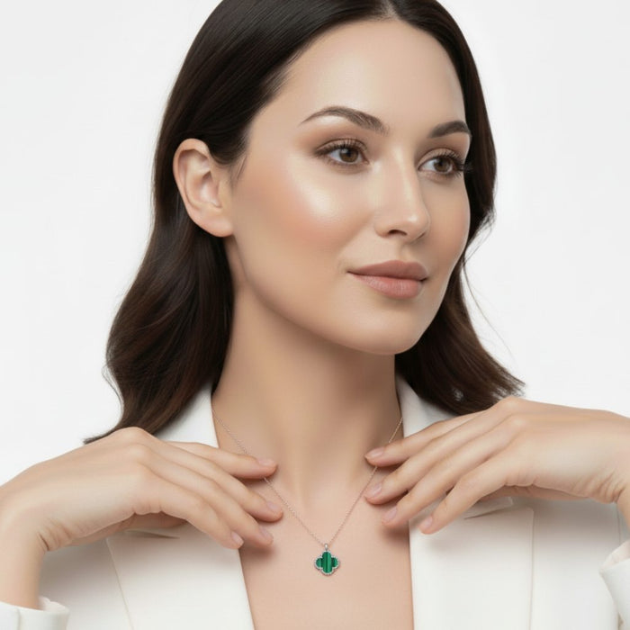 Ogrlica Detelina Zelena - Srebro 925 Van Cleef