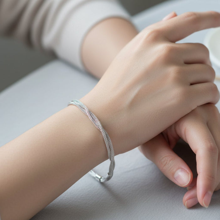 Narukvica Pletena Mreža - Srebro 925