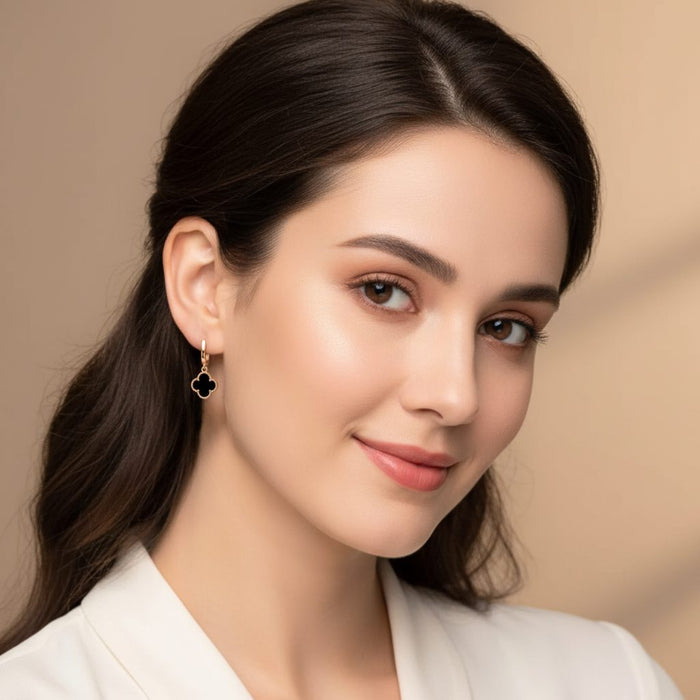 Van Cleef Minđuše Detelina Rose Gold Srebro Crne Viseće