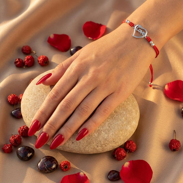 Narukvica Crveni Konac LOVE Srce - Srebro 925