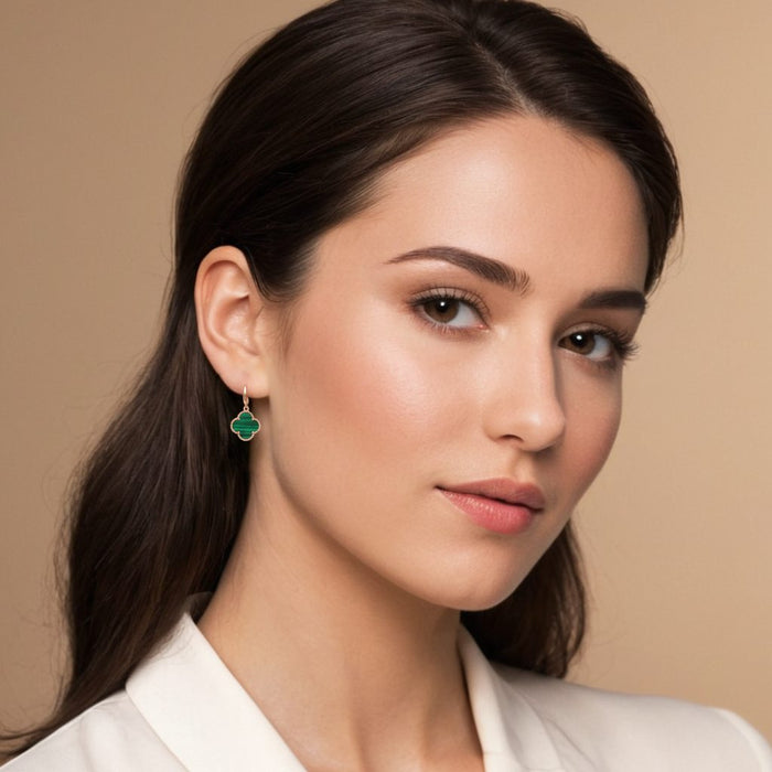 Van Cleef Minđuše Detelina Rose Gold Zelene Viseće