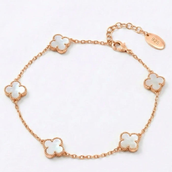 Rose Gold Narukvica sa 5 Detelina - Srebro 925