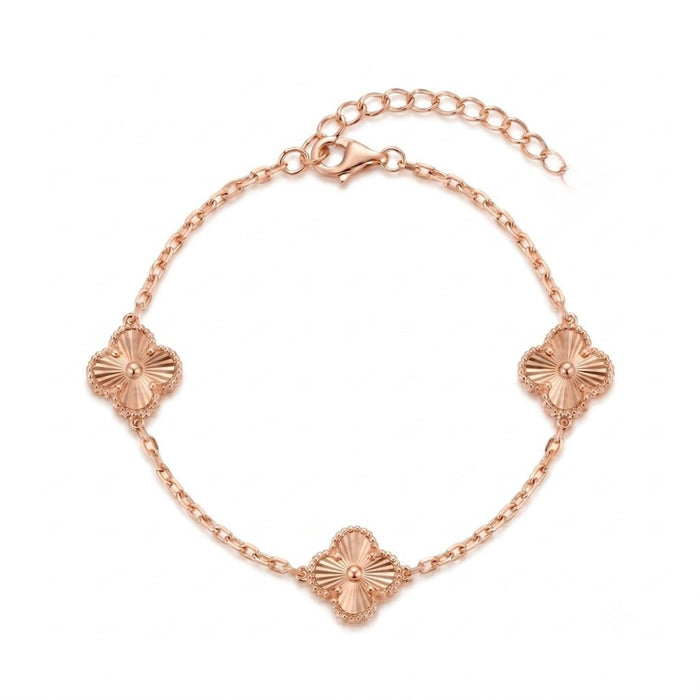 Narukvica sa 3 Deteline sa Gravurom Rose Gold - Srebro 925