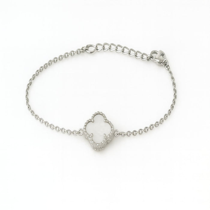 Van Cleef Narukvica Detelina Srebrna Bela