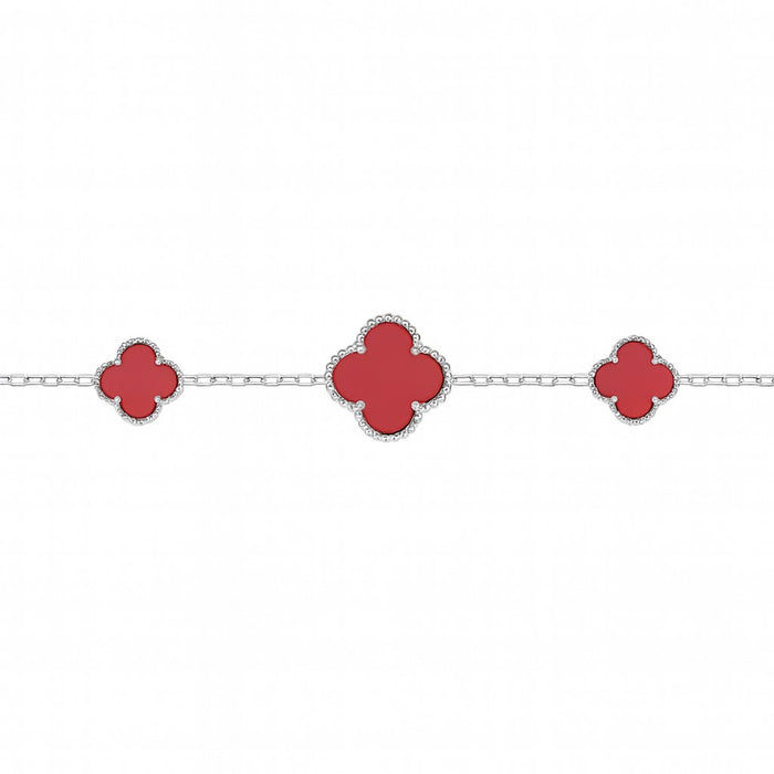 Narukvica Detelina Crvena - Van Cleef Srebro 925