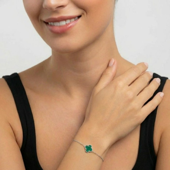 Narukvica Detelina Zelena - Srebro 925
