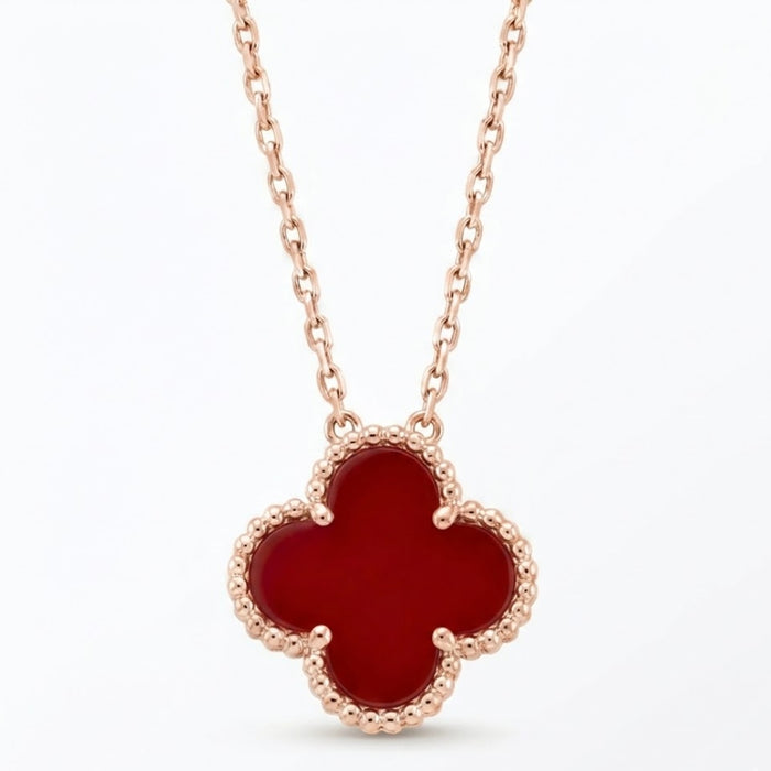 Ogrlica Detelina Rose Gold Crvena/Bordo - Srebro 925