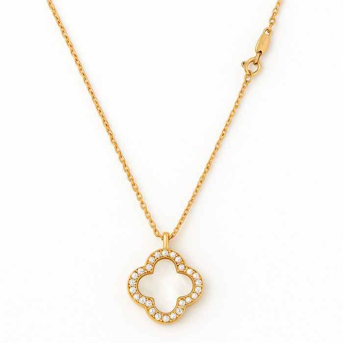 Van Cleef Ogrlica Detelina Gold Srebro - Bela