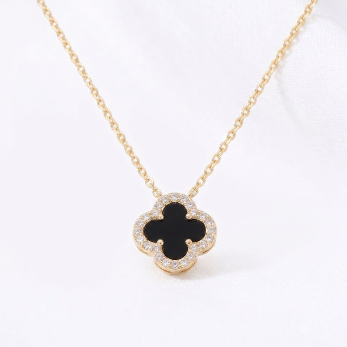 Crna ogrlica Detelina Onyx Sparkle Gold - Srebro 925