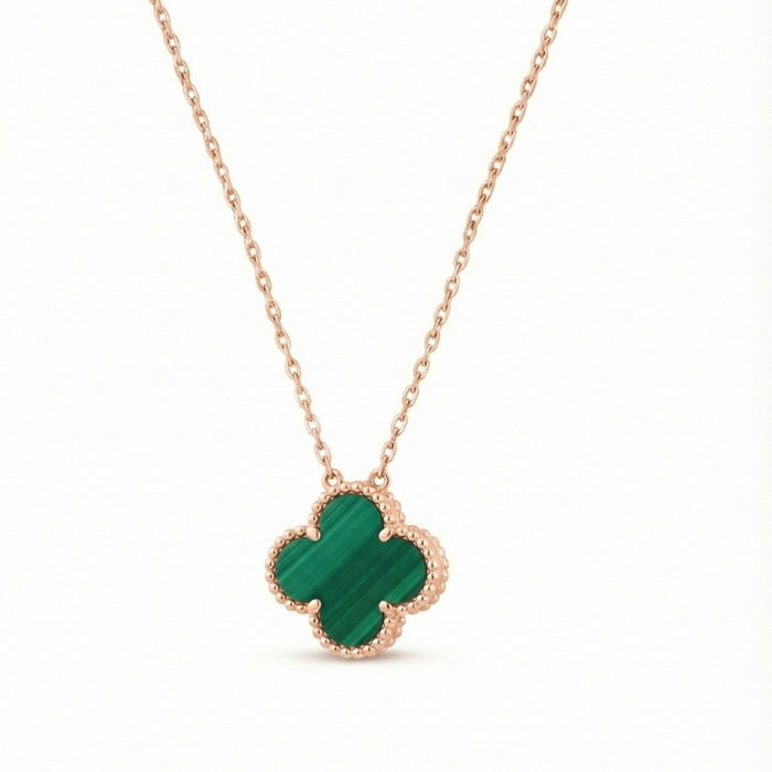 Ogrlica Detelina Zelena Rose Gold - Srebro 925