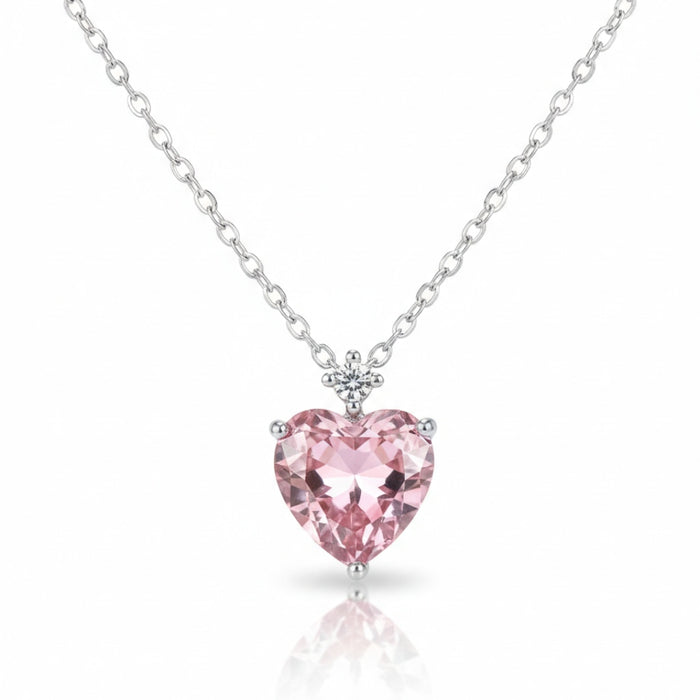 Srebrna Ogrlica Pink Heart Sparkle – Srebro 925