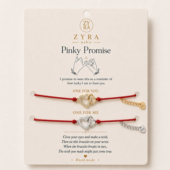 Pinky Promise Set Narukvica sa Povezanim Srcima - Srebro 925