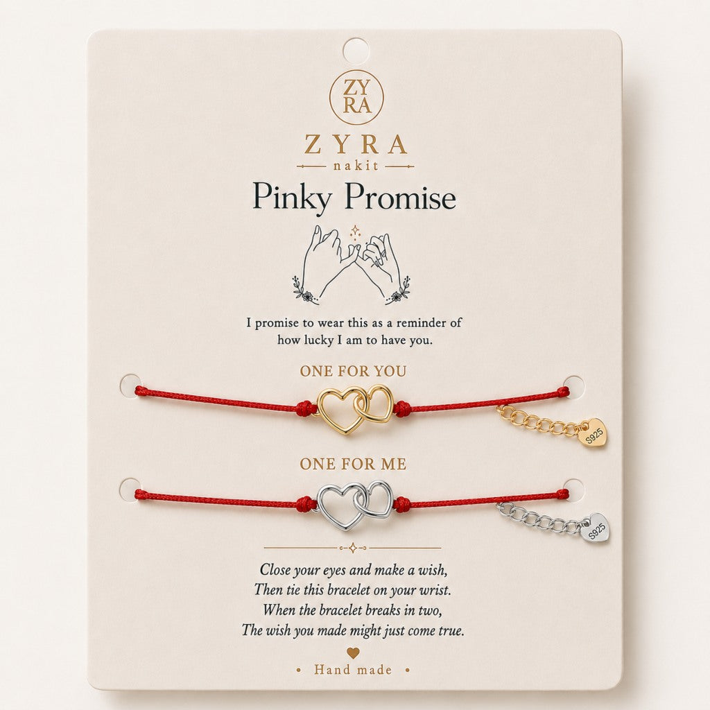 Pinky Promise Set Narukvica sa Povezanim Srcima - Srebro 925