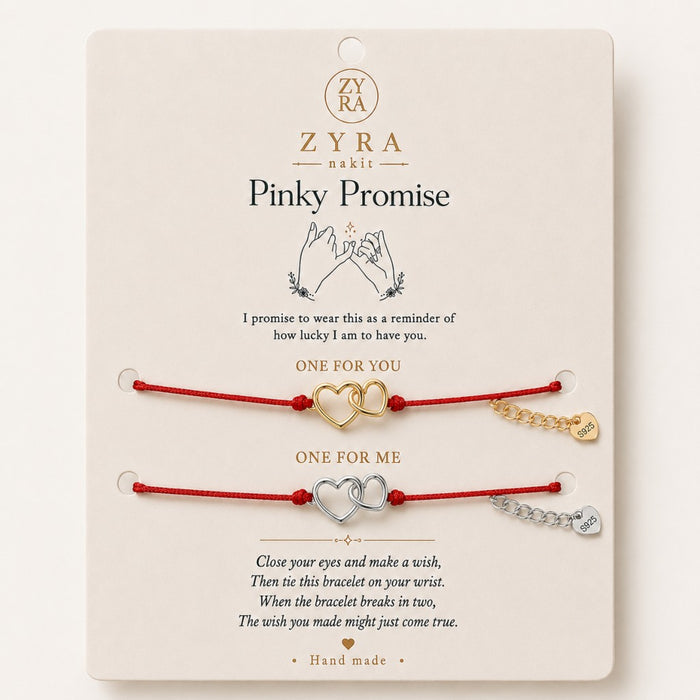 Pinky Promise Set Narukvica sa Povezanim Srcima - Srebro 925
