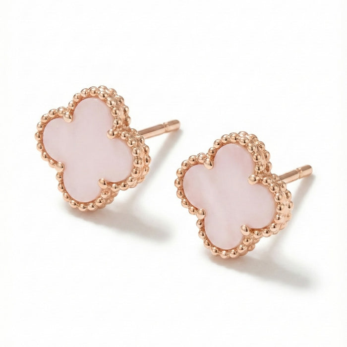 Rose Gold Minđuše Detelina sa Roze Sedefom - Srebro 925