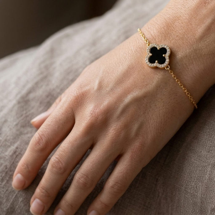 Gold narukvica Detelina Onyx Sparkle - Srebro 925