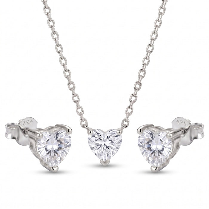 Set Diamond Heart (Ogrlica i minđuše) - Srebro 925
