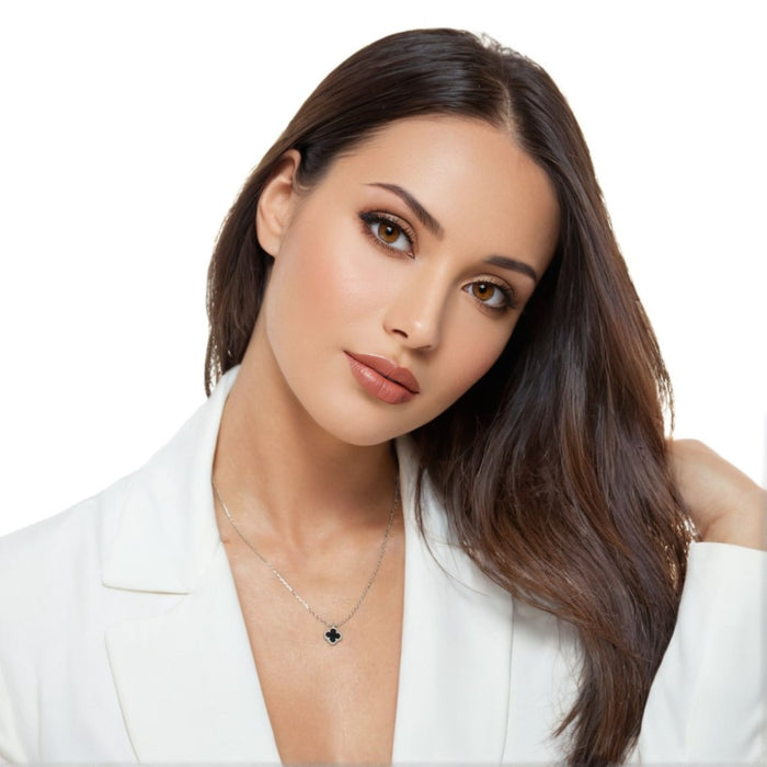 Van Cleef Ogrlica Detelina Srebrna Crna