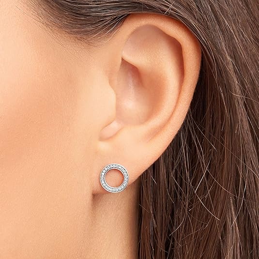 Srebrne Ubodne Minđuše Krug - Klasične sa Cirkonima